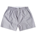 Sunspel Men's Woven Boxer Short in Navy/White Stripe