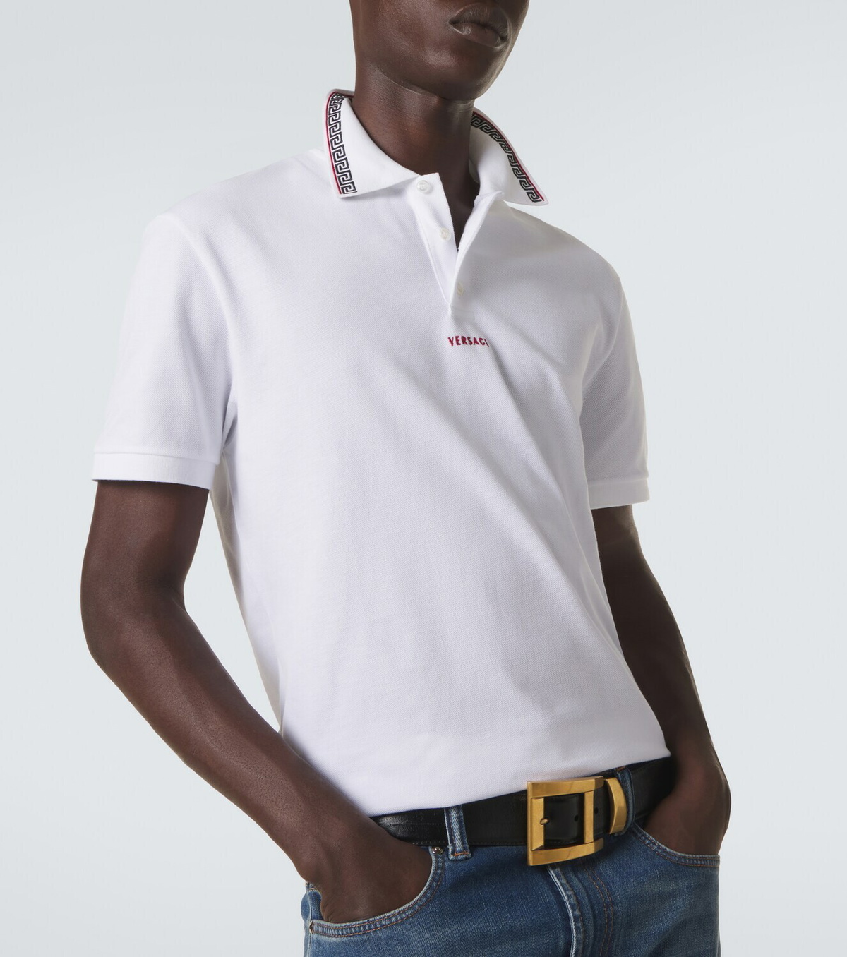 Versace Greca cotton piqué polo shirt