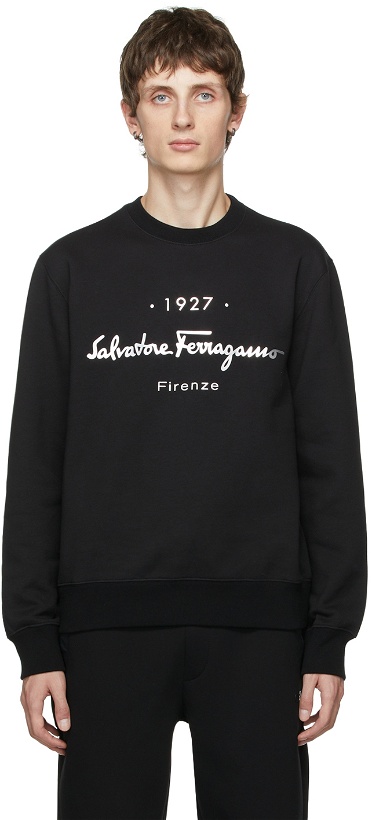 Photo: Salvatore Ferragamo Black Logo Sweatshirt