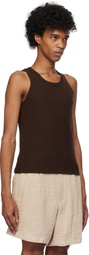 Tonywack Brown Super Fine Wool Ribbed Tank Top