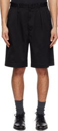 nanamica Black Double Pleated Chino Shorts
