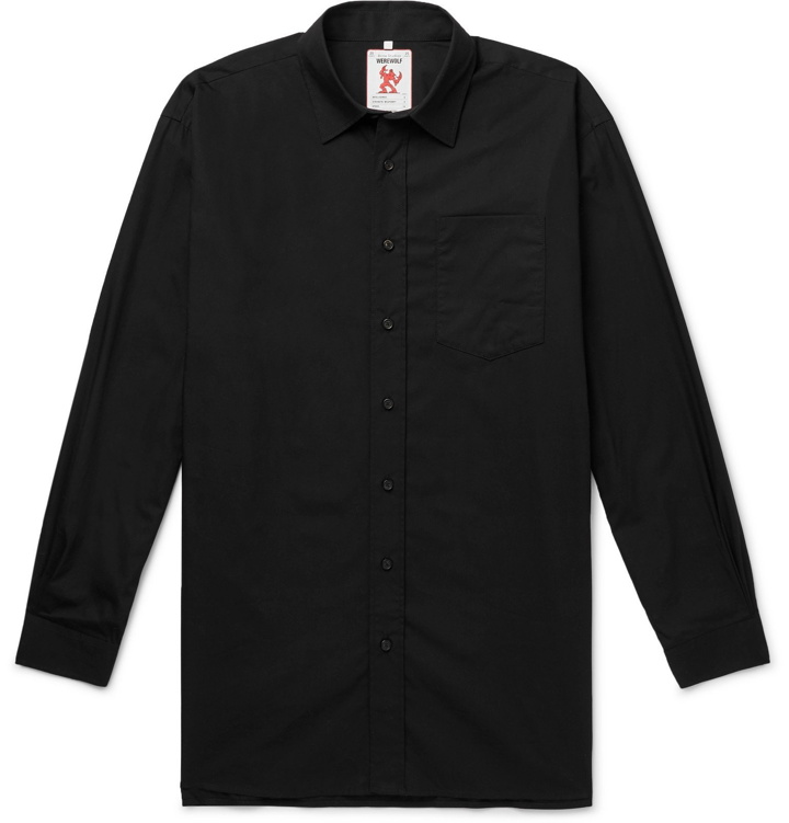 Photo: Acne Studios - Monster in My Pocket Atlent Oversized Appliquéd Cotton-Poplin Shirt - Black
