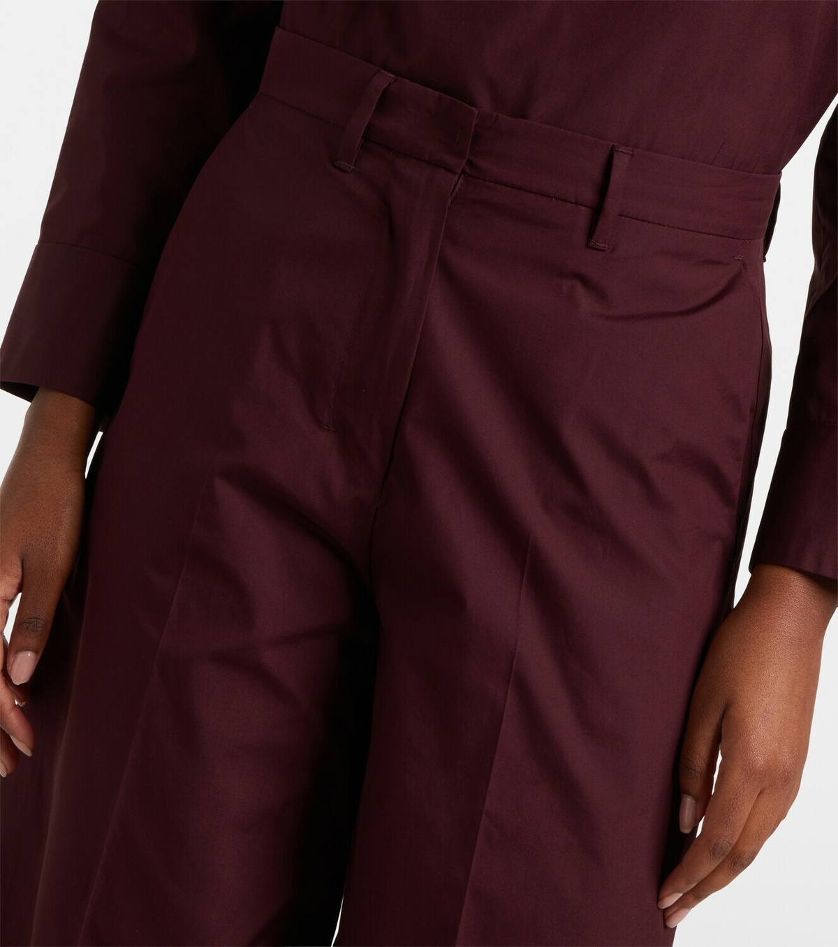 'S Max Mara Cropped cotton poplin wide-leg pants
