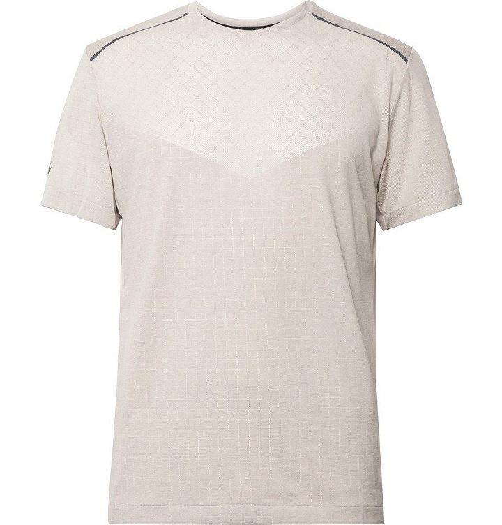 Photo: Nike Running - Tech Pack Stretch Jacquard-Knit Running T-Shirt - Light gray
