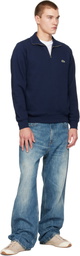 Lacoste Navy Zip-Up High Neck Interlock Sweatshirt