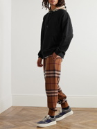 Burberry - Checked Cotton-Jersey Hoodie - Black