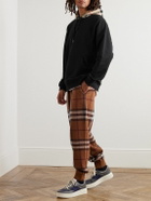 Burberry - Checked Cotton-Jersey Hoodie - Black