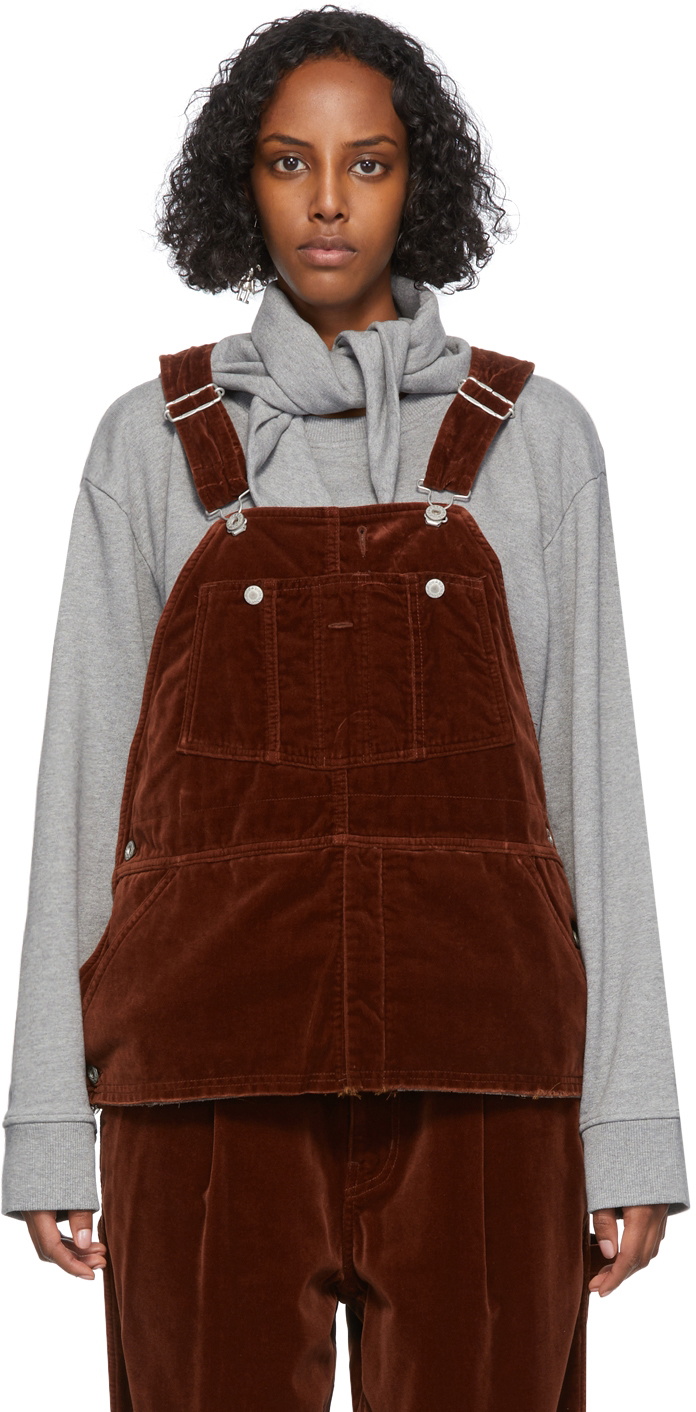 doublet Brown Velvet Cut Off Tank Top