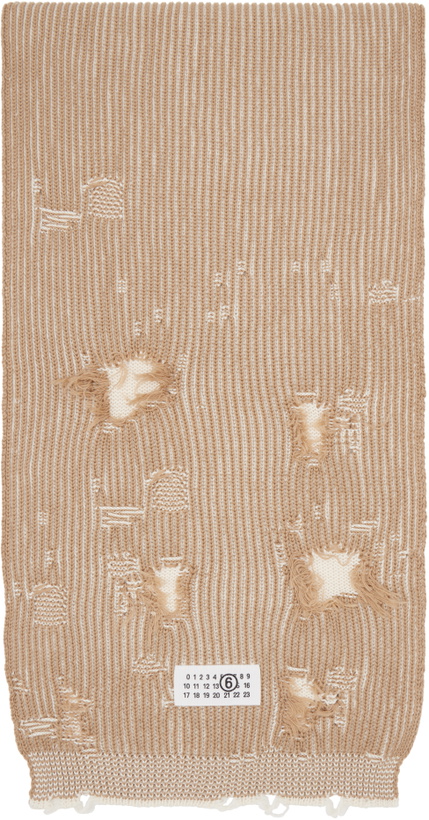 Photo: MM6 Maison Margiela Tan & White Amended Optical Ribs Scarf