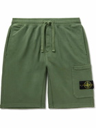 Stone Island - Straight-Leg Logo-Appliquéd Cotton-Jersey Drawstring Shorts - Green