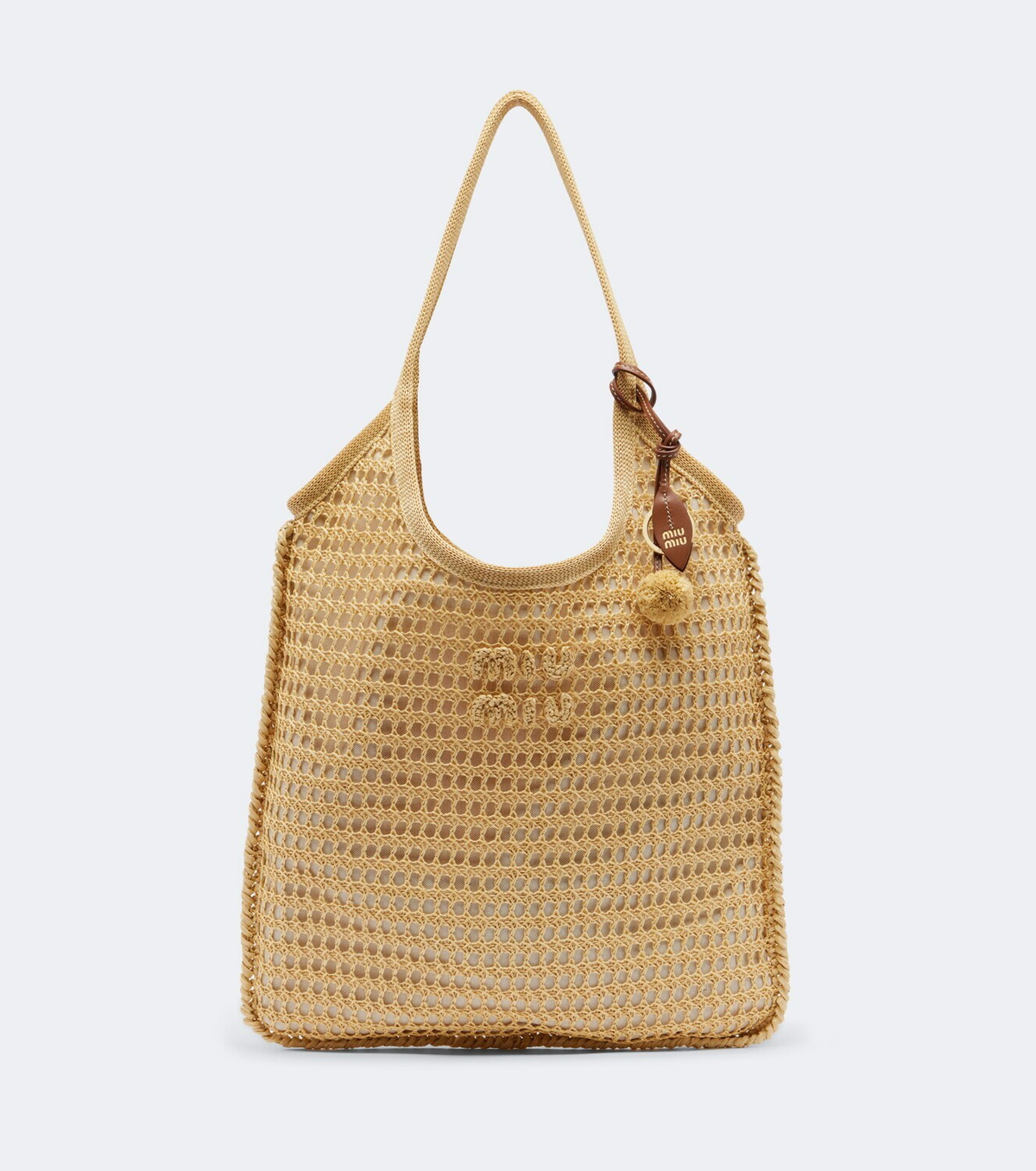 Miu Miu Ivy crochet raffia tote bag