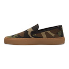 Saint Laurent Khaki Camo Venice Slip-On Sneakers