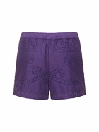 VALENTINO - Cotton Guipure Lace Mini Shorts
