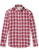 Brunello Cucinelli - Checked Linen and Cotton-Blend Shirt - Red