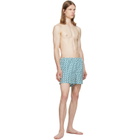 Casablanca White & Green Cubist Monogram Printed Swim Shorts
