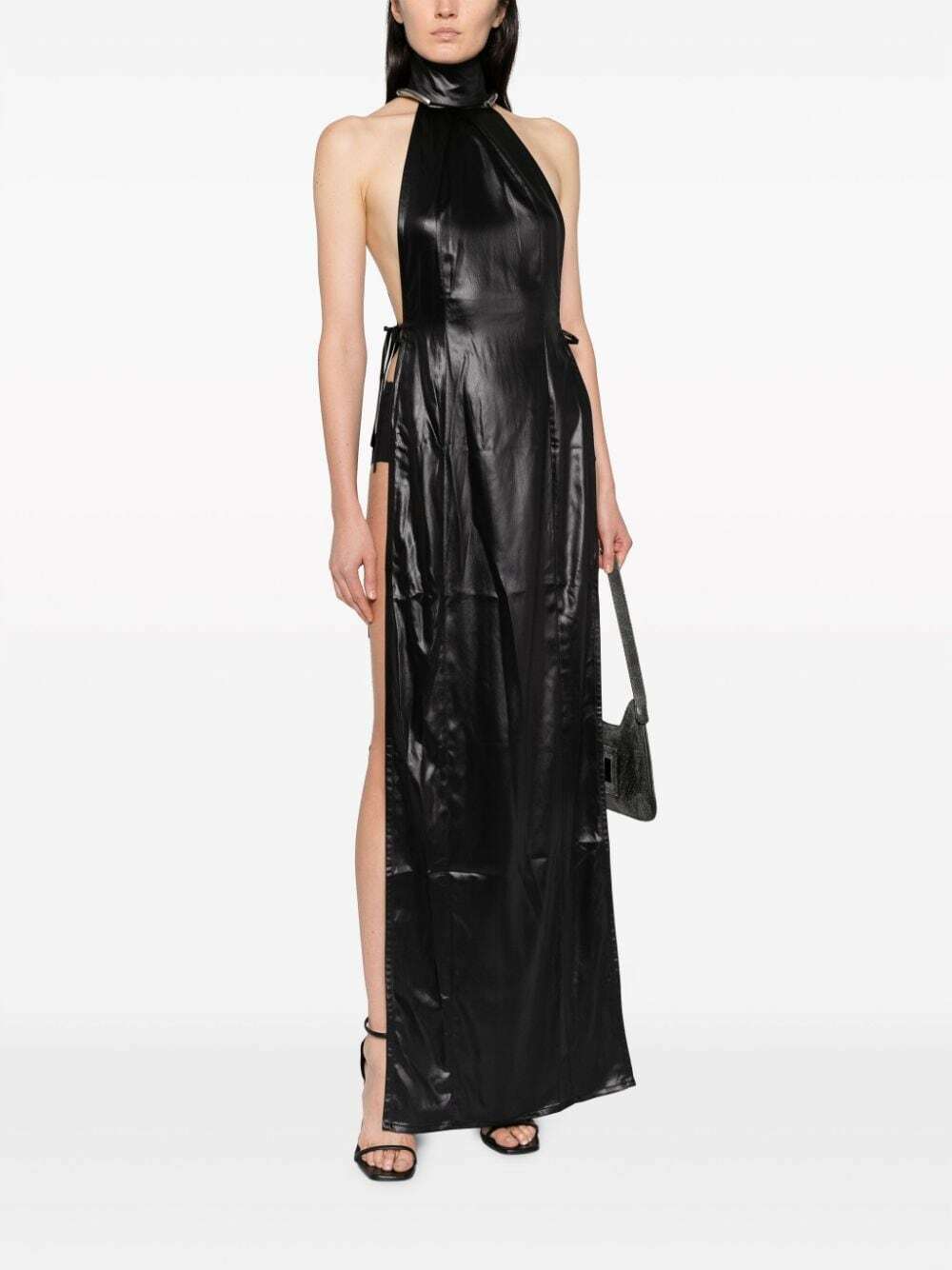 slim fit dress slacks Ludovic De Saint Sernin Mesh halter dress black – Borrow Mine