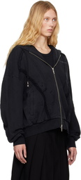 Feng Chen Wang Black Deconstruction Zip Hoodie