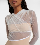 Nensi Dojaka Cutout ruched sheer bodysuit