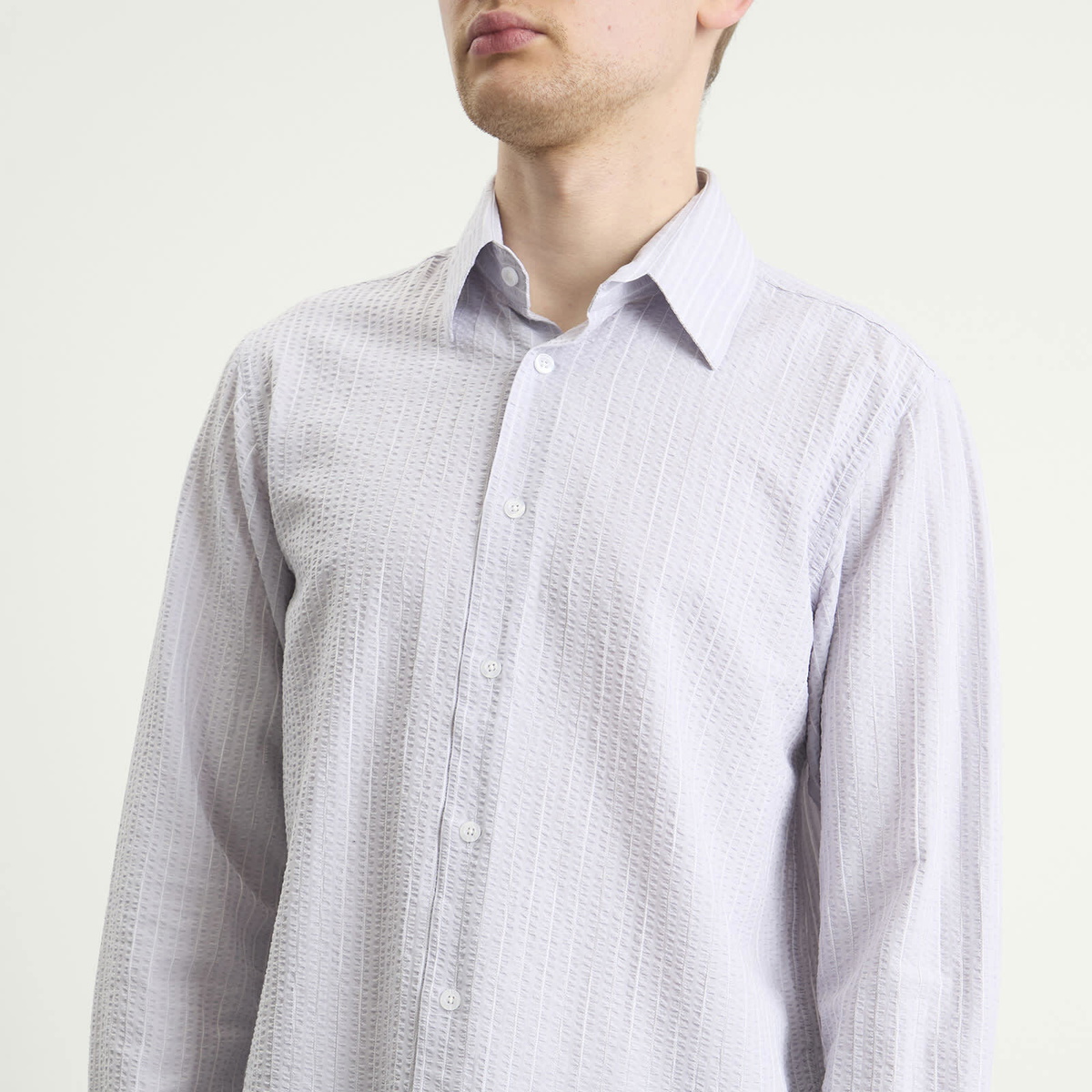 Carter Young Men's Business Shirt in Lavender Stripe