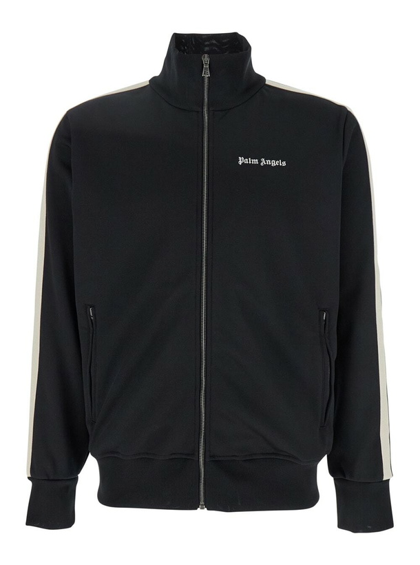 Photo: Palm Angels classic Logo Black Sweatshirt With Logo Printed On The Front In Tech Fabric Man