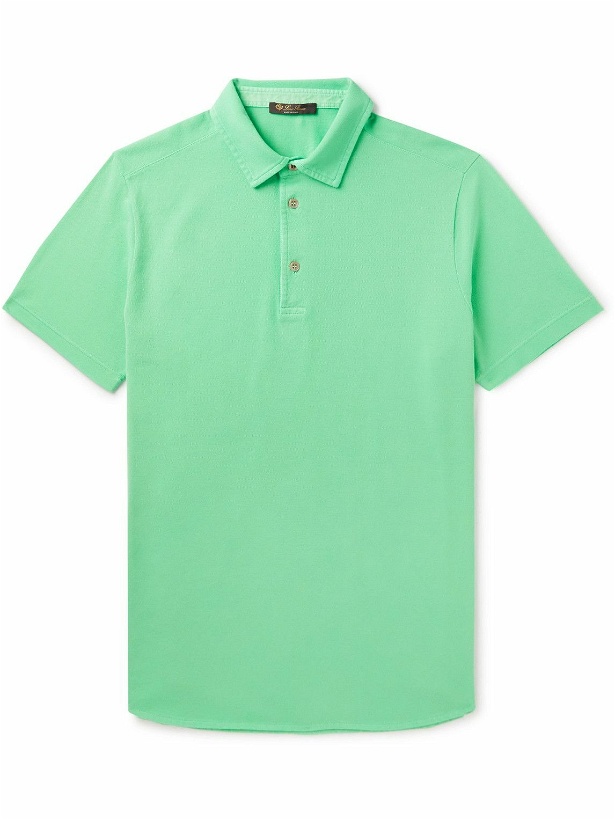 Photo: Loro Piana - Cotton-Piqué Polo Shirt - Green