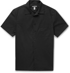 Monitaly - Weekend Camp-Collar Cotton-Poplin Shirt - Black