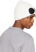 C.P. Company White Cotton Goggle Beanie