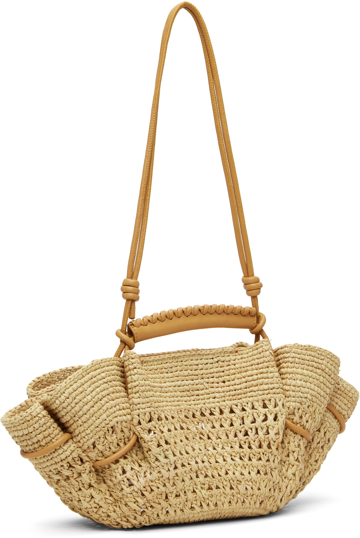 HEREU Beige & Tan Arta Mini Raffia Bag