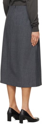 TONYWACK Gray Wool Midi Skirt