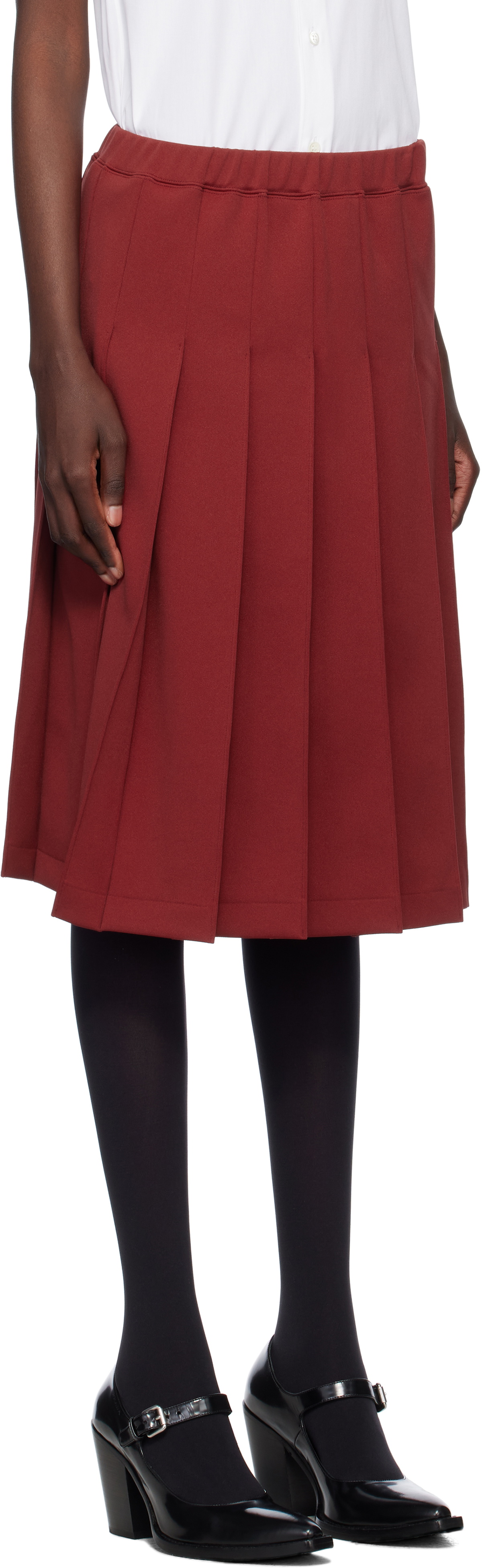 Comme des Garçons Girl Burgundy Polyester Jersey Midi Skirt