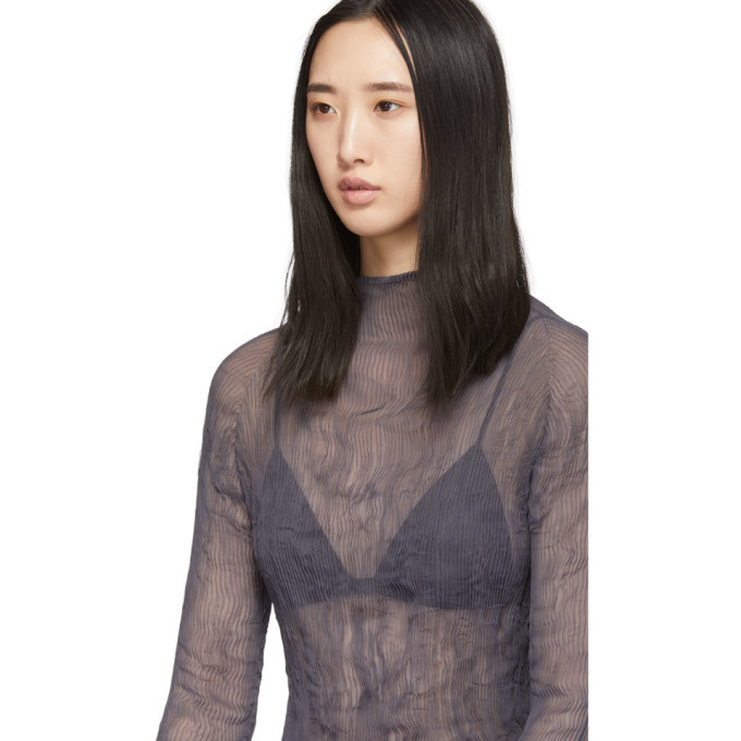 Issey Miyake Grey Chiffon Twist Blouse Issey Miyake Men