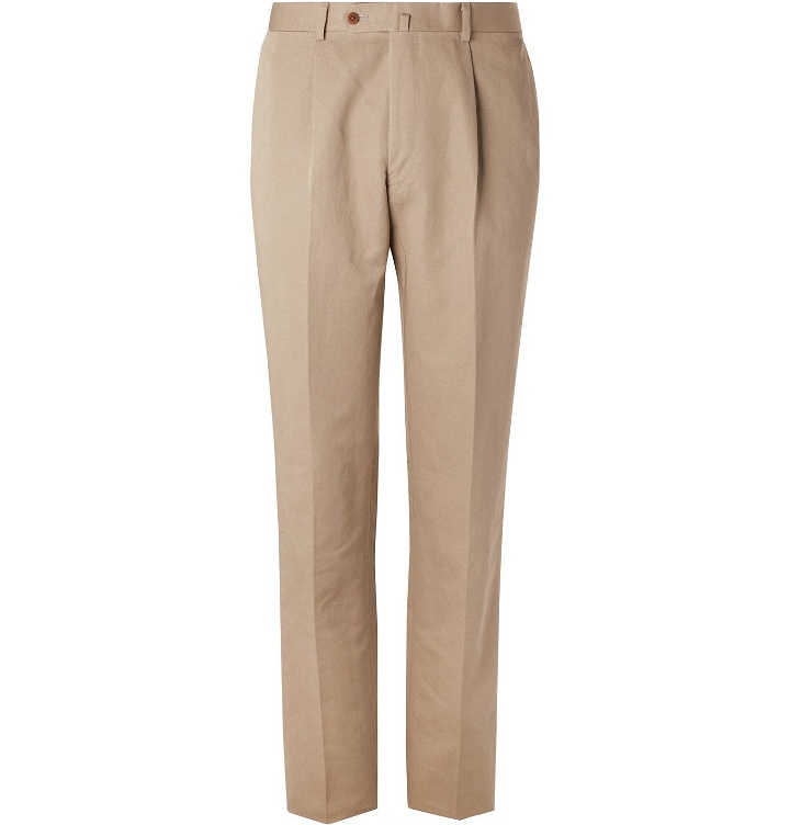 Photo: Beams F - Cotton and Linen-Blend Twill Suit Trousers - Neutrals