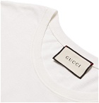 Gucci - Distressed Glittered Cotton-Jersey T-Shirt - Men - Off-white