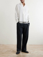Kartik Research - Straight-Leg Pleated Embroidered Wool Trousers - Black