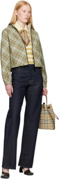 Burberry Green Cropped Check Reversible Hoodie