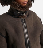 Nour Hammour Portia shearling-trimmed suede biker jacket