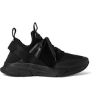 TOM FORD - Vellus Suede and Rubber-Trimmed Neoprene and Mesh Sneakers - Black