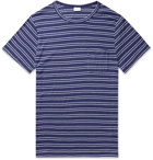 Onia - Chad Striped Linen-Blend Jersey T-Shirt - Blue