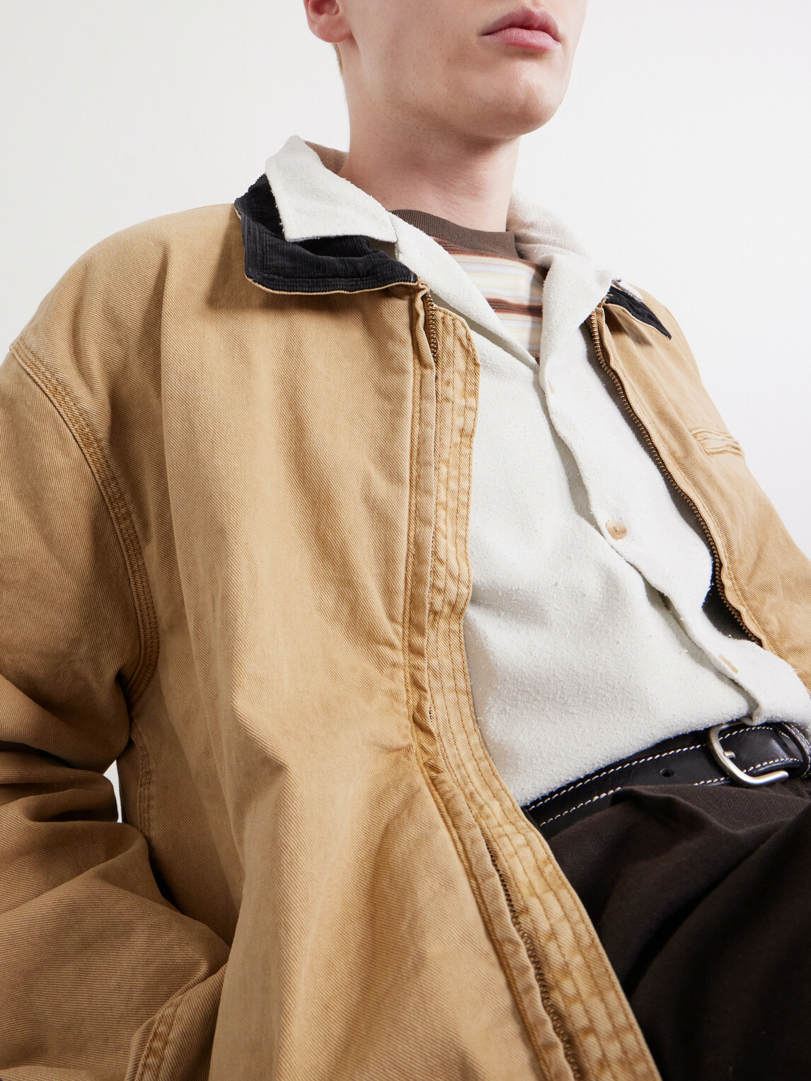 A.PRESSE - Camp-Collar Silk Shirt - Neutrals