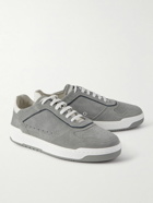 Brunello Cucinelli - Suede-Trimmed Leather Sneakers - Gray