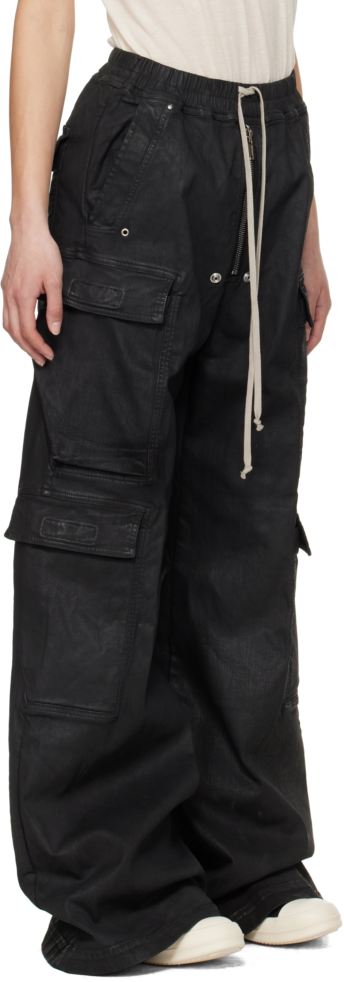 Rick Owens DRKSHDW Black Hollywood Double Cargo Jumbo Belas Jeans