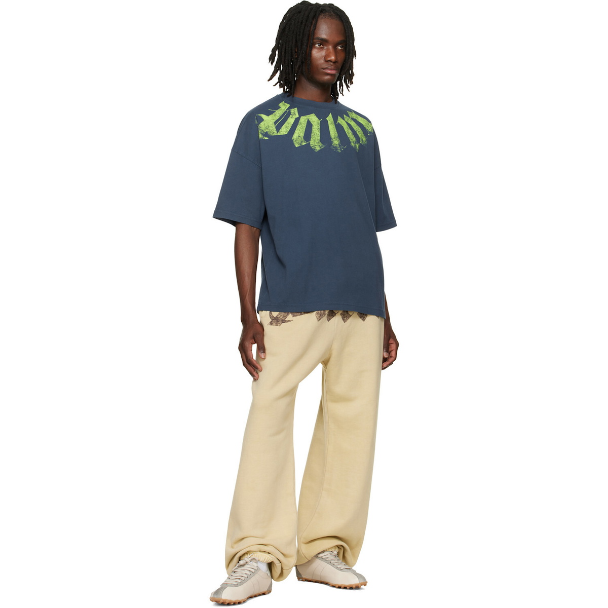Palm Angels Navy Big Neck Logo Loose T-shirt