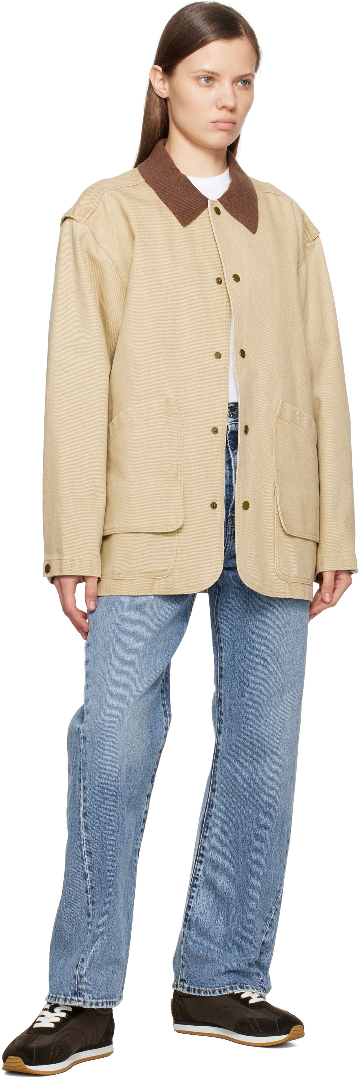 LE17SEPTEMBRE Beige Knit Collar Field Jacket