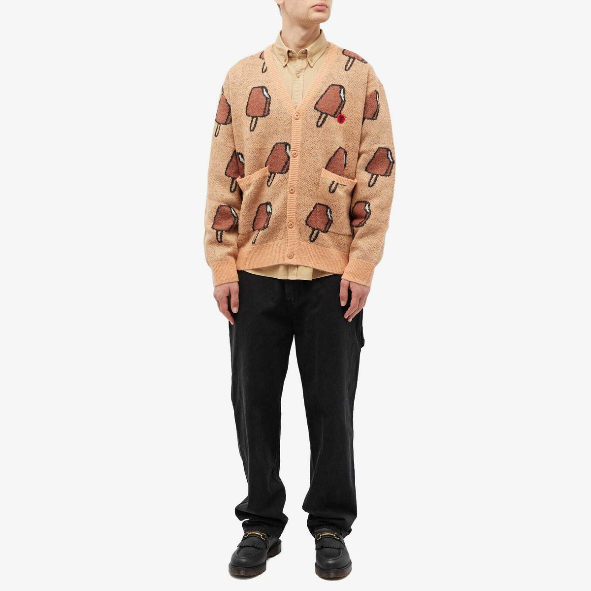 ICECREAMカーディガン ICECREAM Men's Popsicle Cardigan in Beige ICECREAM