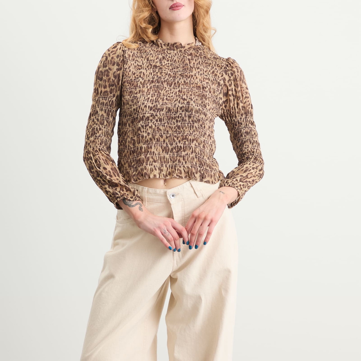 RIXO Women's Gardenia Mila Leopard Top in Brown