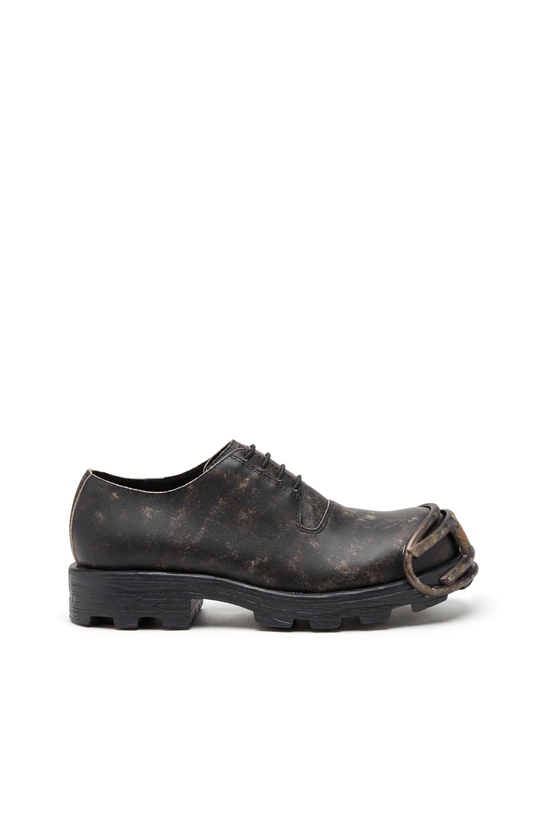 Photo: Diesel D-Hammer-Derby shoes in treated leather - Lace Ups and Mocassins Mens in Brown