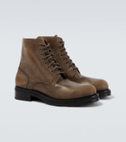 The Row Distressed leather combat boots