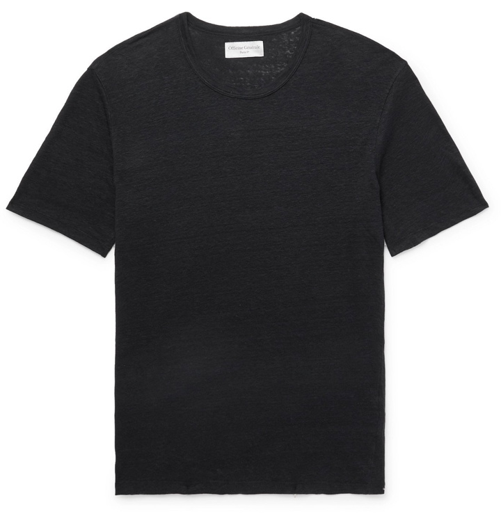 Photo: OFFICINE GÉNÉRALE - Emile Garment-Dyed Linen T-Shirt - Black
