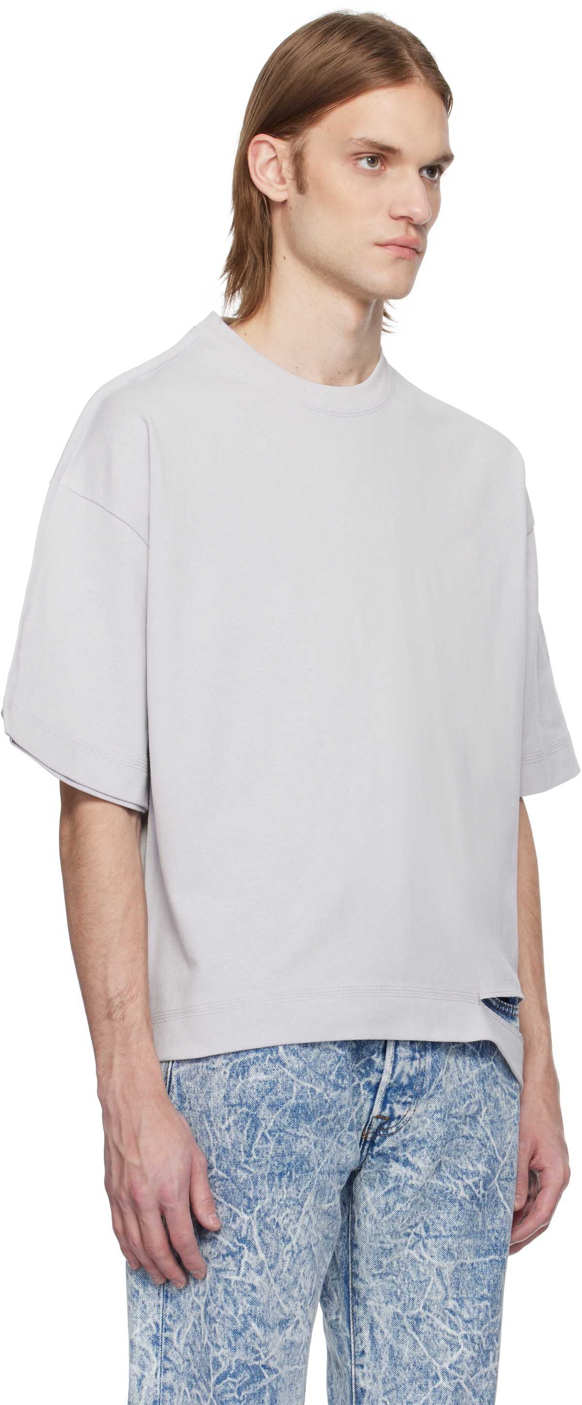 Karmuel Young Gray Square XY-Plane Cutout T-shirt