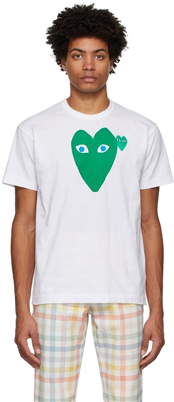 Photo: COMME des GARÇONS PLAY White & Green Double Long Heart T-Shirt